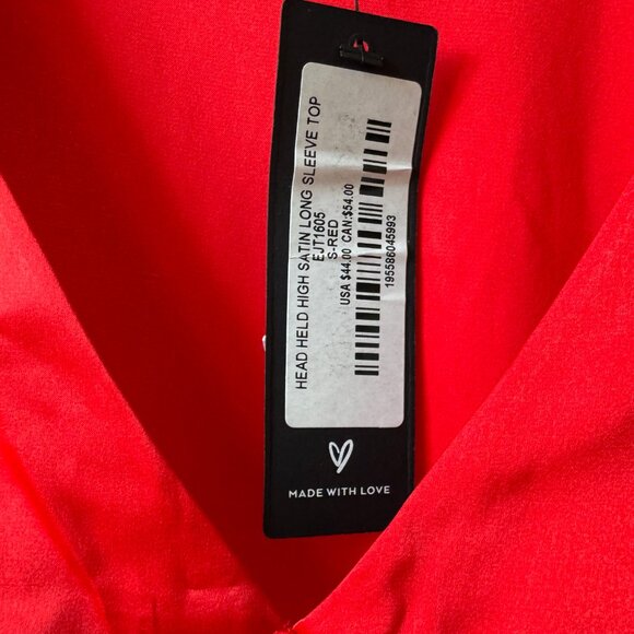 Lulus Head Held High Red Satin Long Sleeve Blouse Top | Size Small NWT - Picture 15 of 16